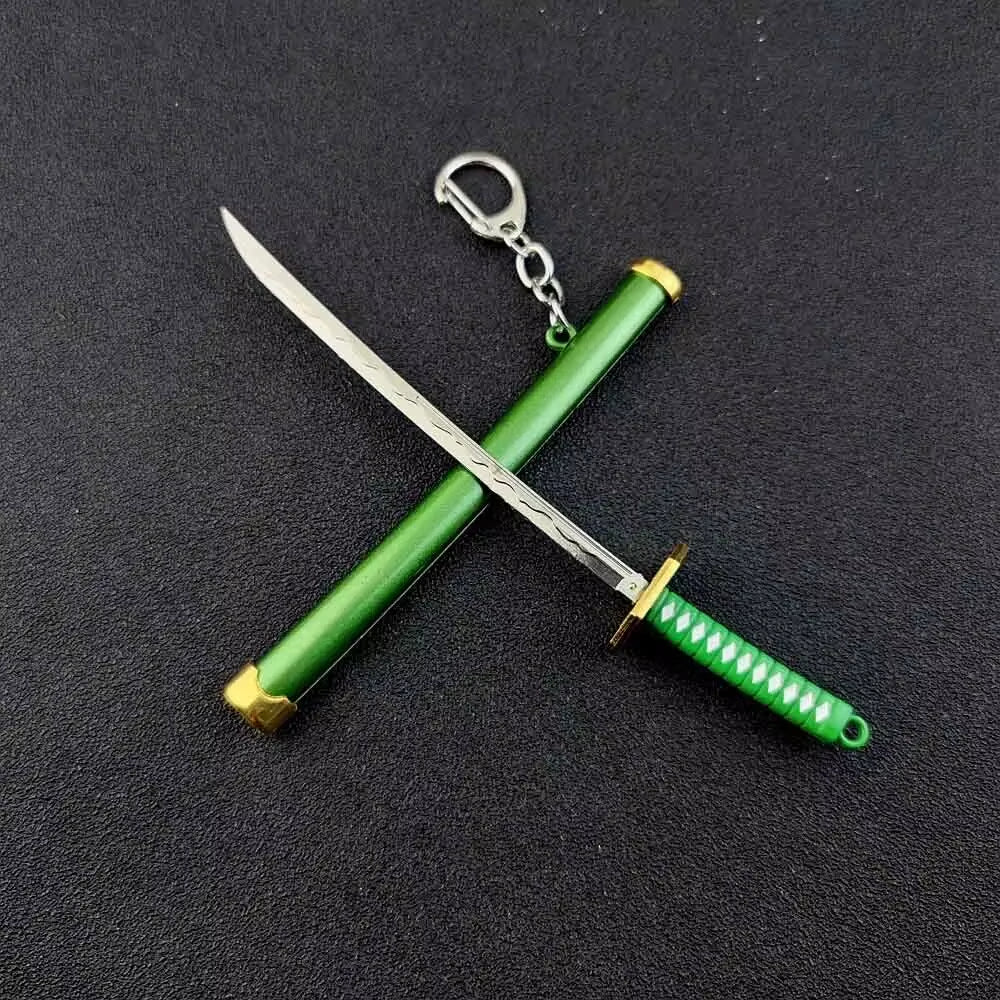 Mini Roronoa Zoro Samurai Sword Keychain Anime Plastics Scabbard Key Chain Ring Katana Buckle for Men Cosplay Toy Jewelry Gift