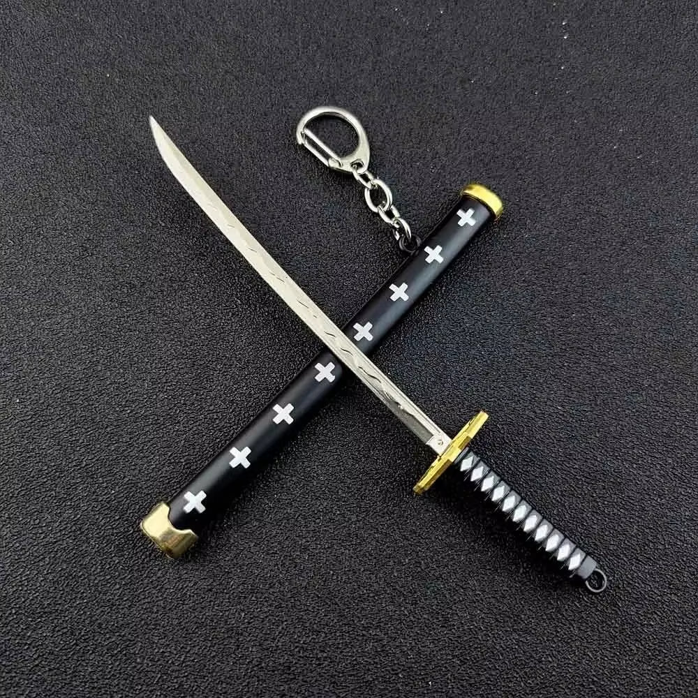 Mini Roronoa Zoro Samurai Sword Keychain Anime Plastics Scabbard Key Chain Ring Katana Buckle for Men Cosplay Toy Jewelry Gift