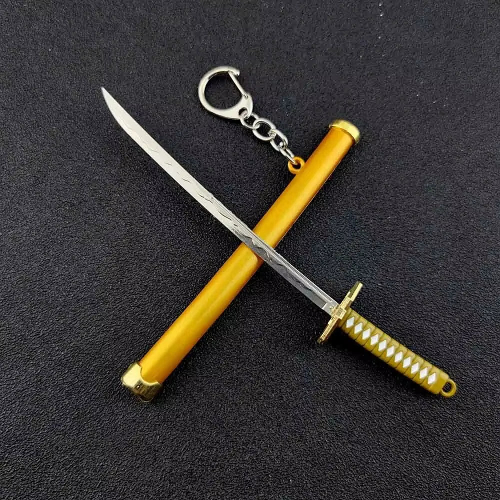 Mini Roronoa Zoro Samurai Sword Keychain Anime Plastics Scabbard Key Chain Ring Katana Buckle for Men Cosplay Toy Jewelry Gift