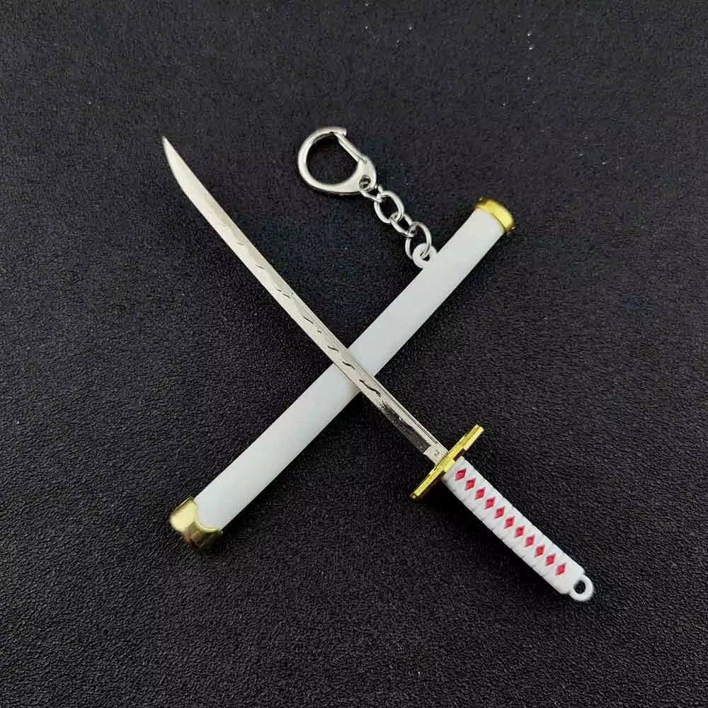 Mini Roronoa Zoro Samurai Sword Keychain Anime Plastics Scabbard Key Chain Ring Katana Buckle for Men Cosplay Toy Jewelry Gift