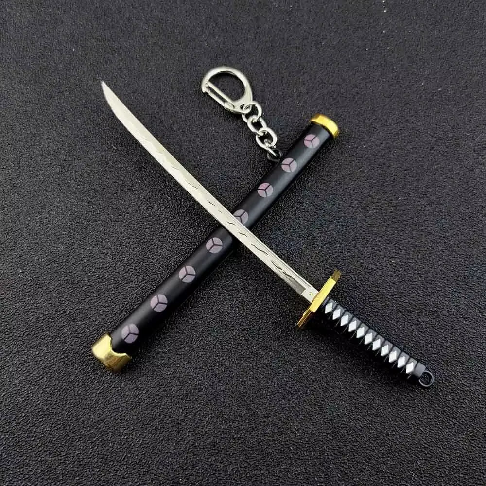 Mini Roronoa Zoro Samurai Sword Keychain Anime Plastics Scabbard Key Chain Ring Katana Buckle for Men Cosplay Toy Jewelry Gift