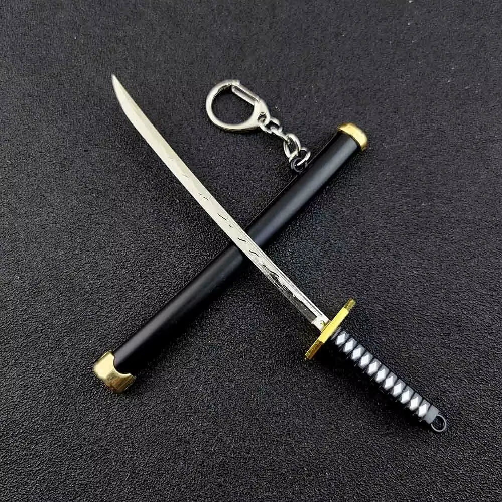 Mini Roronoa Zoro Samurai Sword Keychain Anime Plastics Scabbard Key Chain Ring Katana Buckle for Men Cosplay Toy Jewelry Gift