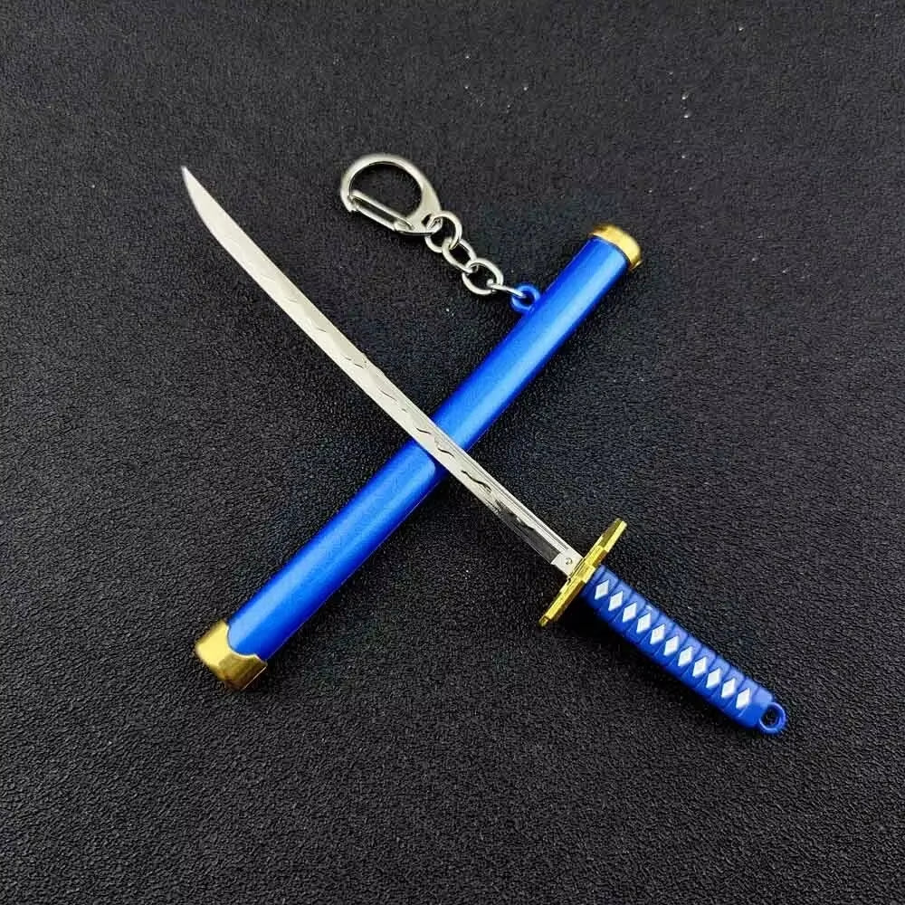 Mini Roronoa Zoro Samurai Sword Keychain Anime Plastics Scabbard Key Chain Ring Katana Buckle for Men Cosplay Toy Jewelry Gift