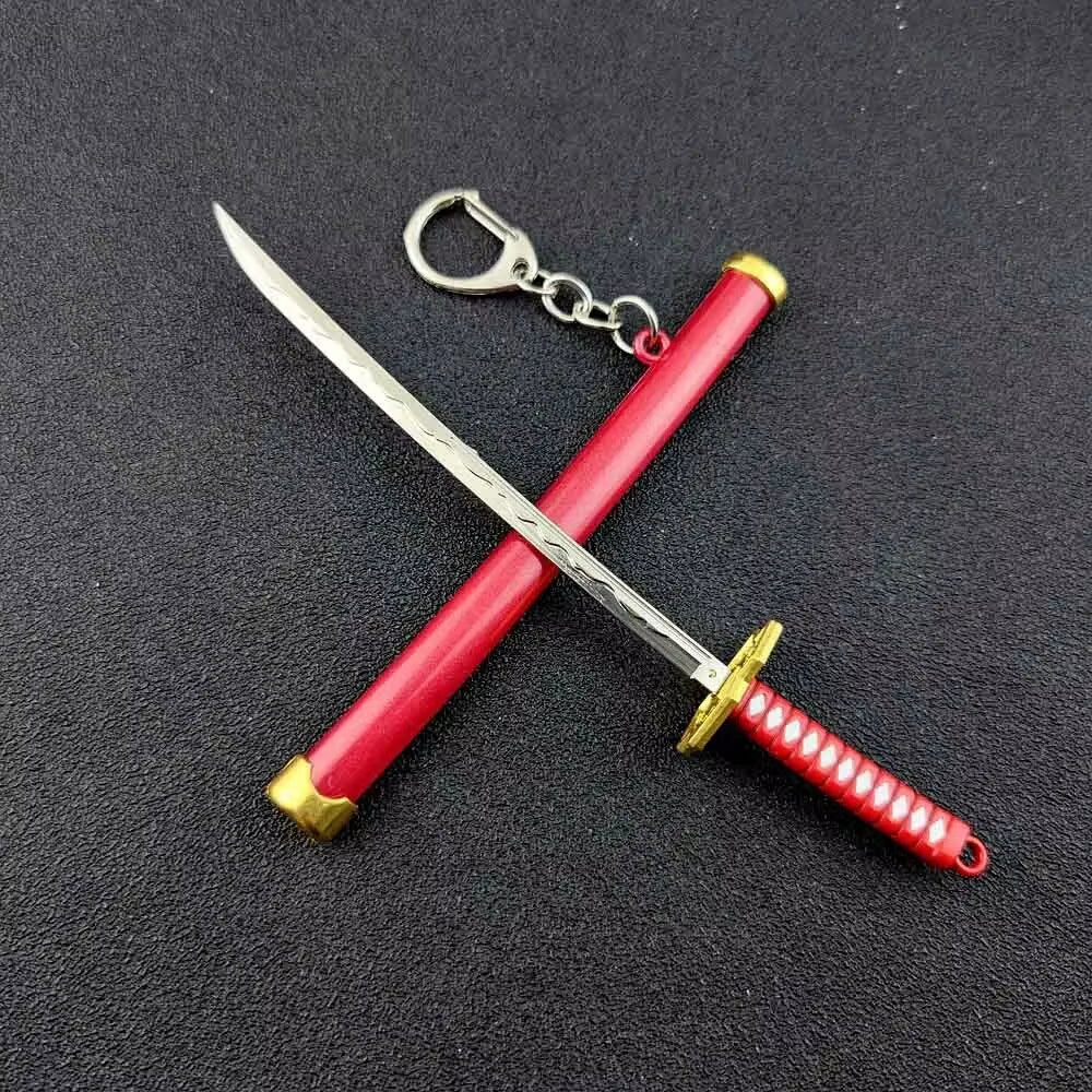 Mini Roronoa Zoro Samurai Sword Keychain Anime Plastics Scabbard Key Chain Ring Katana Buckle for Men Cosplay Toy Jewelry Gift